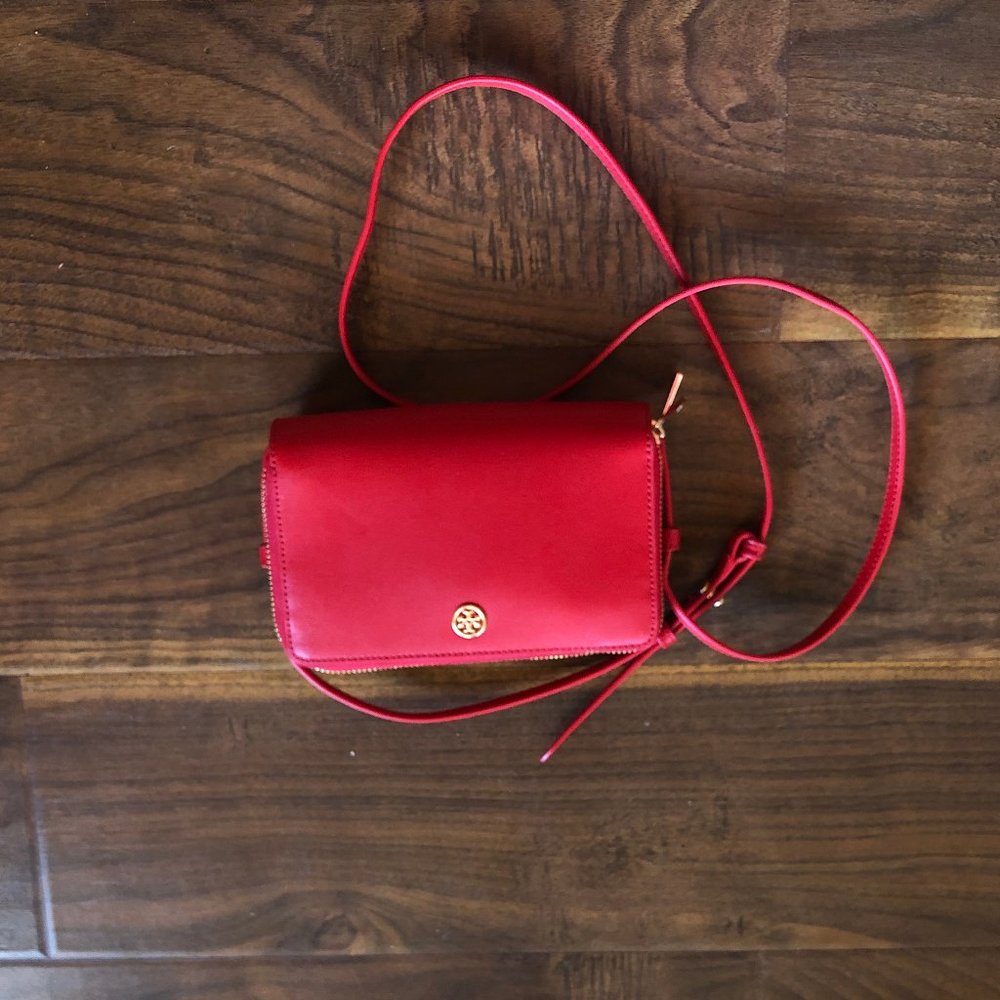 Tory Burch Parker Double-zip Mini Xbody red